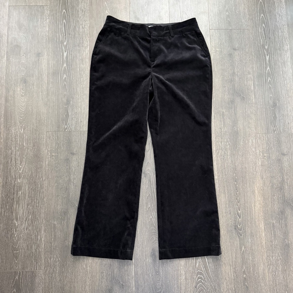 Coldwater‎ Creek Black Velvet Velour Pants 14 Straight Leg Goth Grunge Party